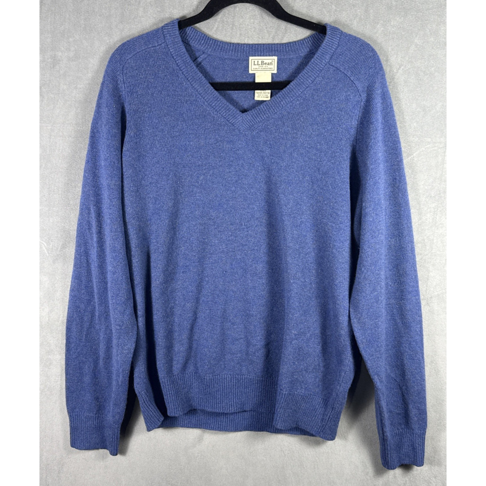 Vintage L.L. Bean Men's Sz‎ S Blue V-Neck 100% Lambs Wool Sweater 264789